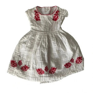 ARTISAN NY EUC GIRLS WHITE RED DRESS SUMMER CASUAL SHORTS DRESSY SPRING SIZE 2T
